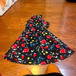 No Boundaries Black Red Floral Print A line dress Size Large 11/13